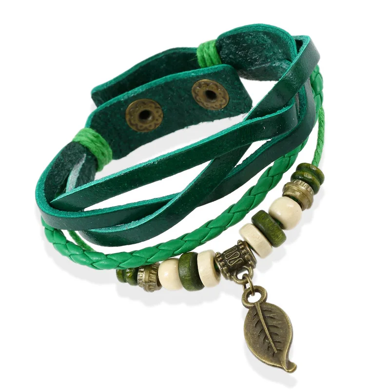 Оптовая продажа браслеты ручной работы для женщин и девушек кожаный браслет с