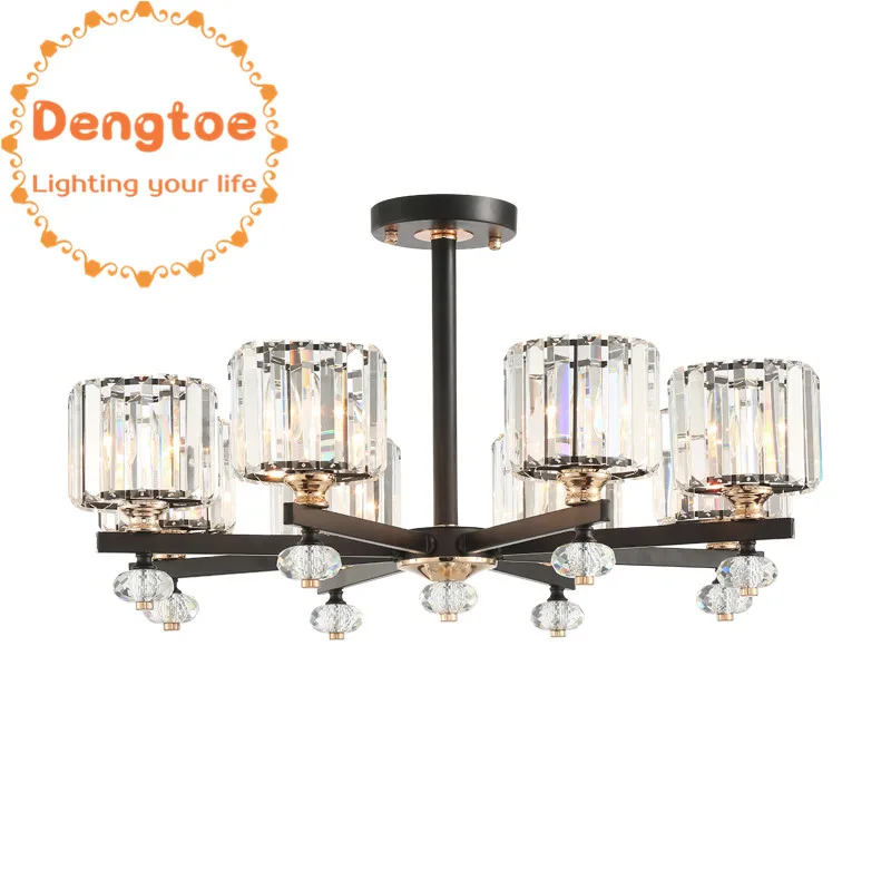 Crystal Chandelier for Living Room Dining Study Bedroom Modern Ceiling Pendant Lamp Black Iron frame | Лампы и освещение