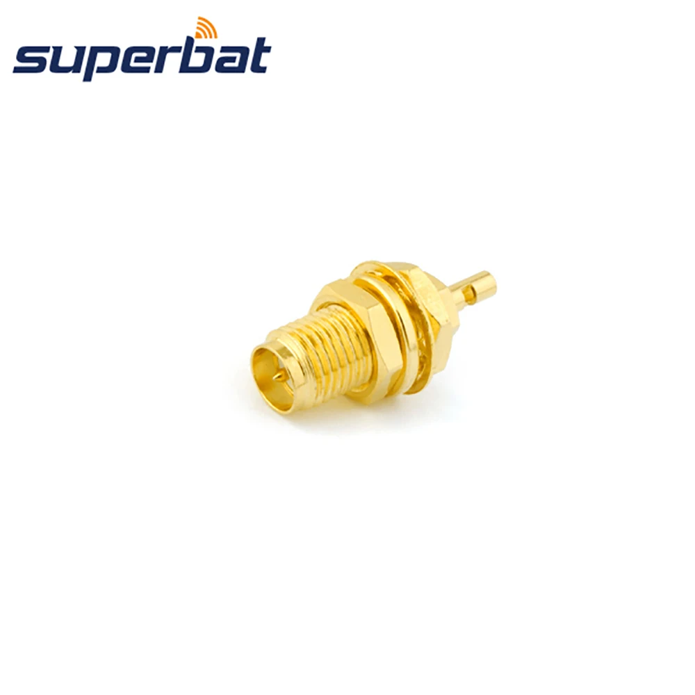 Superbat RP-SMA Solder Female(male pin) Bulkhead RF Coaxial Connector for 1.13mm Cable