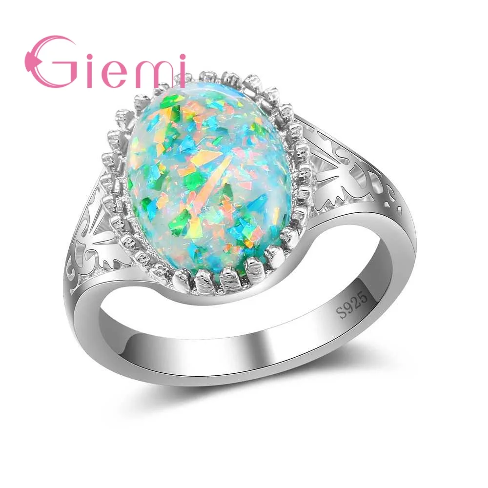 Роскошные большие овальные разноцветные кольца с огненным опалом для женщин