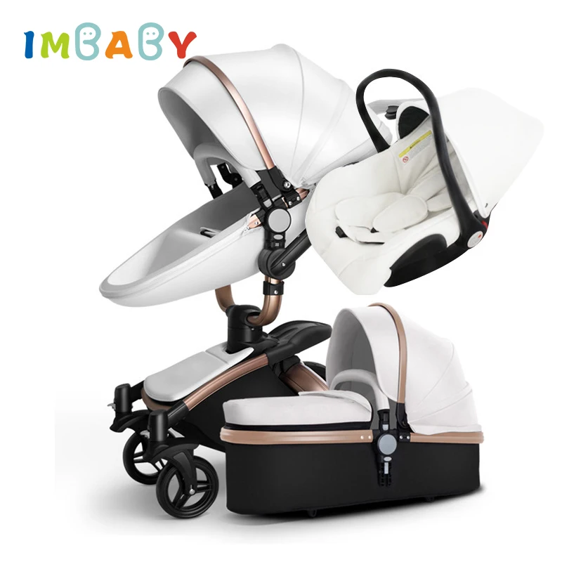 AULON Luxury Baby Stroller 3 in 1 Bassinet Pram With Car Seat Carriage Big Wheel For Snow 0-36 Months Kids | Мать и ребенок - Фото №1