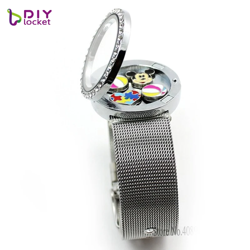Diylocket 5 шт. 30 мм Круглый Магнитный стеклянный плавающий медальон браслет из