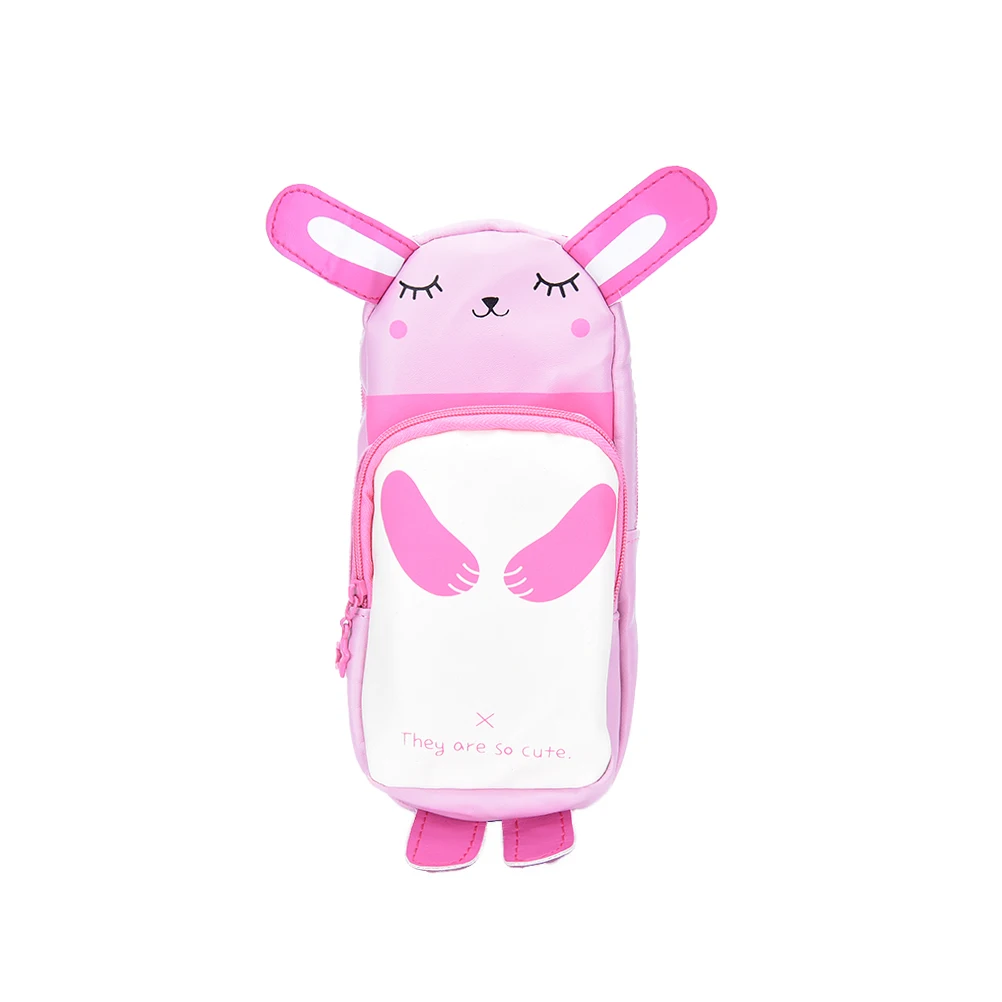 2 кармана Kawaii Панда и Кролик PU Водонепроницаемая молния карандаш сумка пенал