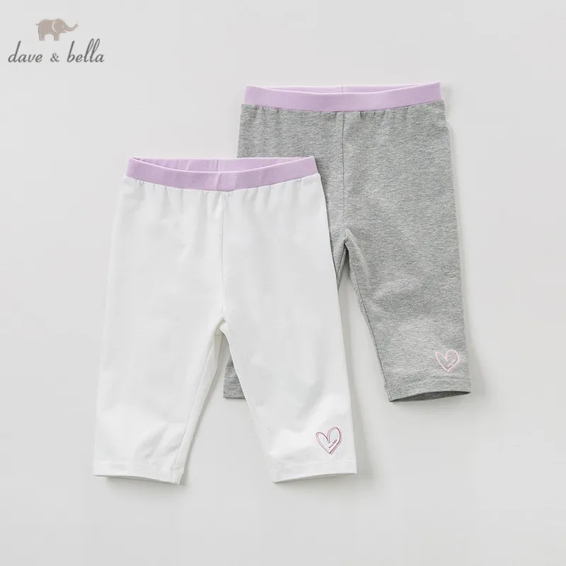 Dave bella/летние модные детские штаны для девочек Детские повседневные однотонные