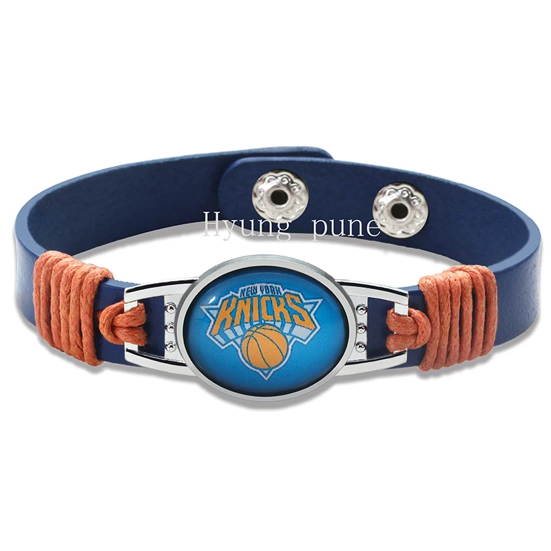 Нью Йорк Баскетбол из натуральной кожи подгоняемый наручный браслет 12 мм синий