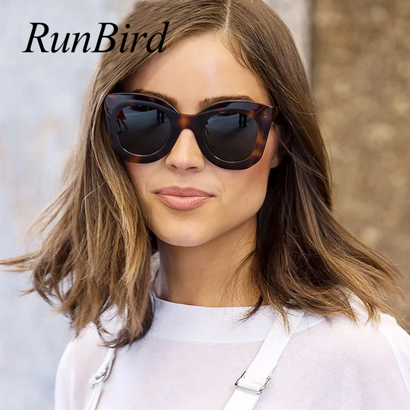 Женские солнцезащитные очки RunBird большие кошачий глаз с плоским верхом
