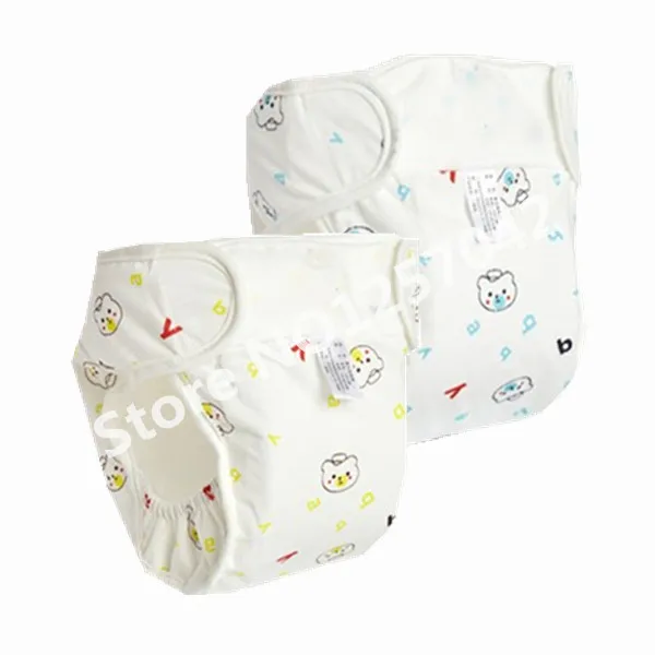Yellow Blue Bear 2 шт., моющиеся хлопковые детские тканевые подгузники, многоразовые детские подгузники, дышащие тканевые подгузники, пеленки, подгузник для новорожденных - Цвет: Yellow Blue Bear