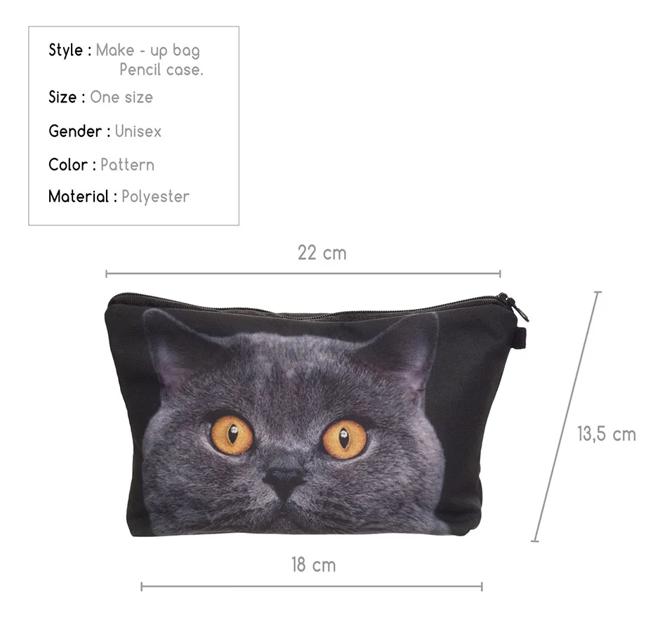 UOSC Shock blue cat сумка для макияжа с 3D принтом who cares pencil trousse de maquillage женская косметичка дорожные сумки-карандаши