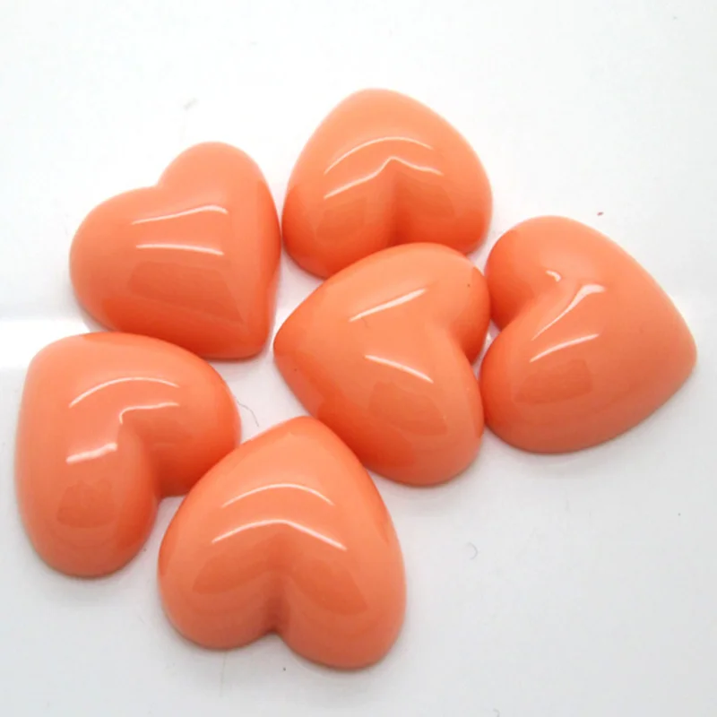 30 шт. смешанные каучуковые бусины в виде оранжевого сердца с плоским основанием