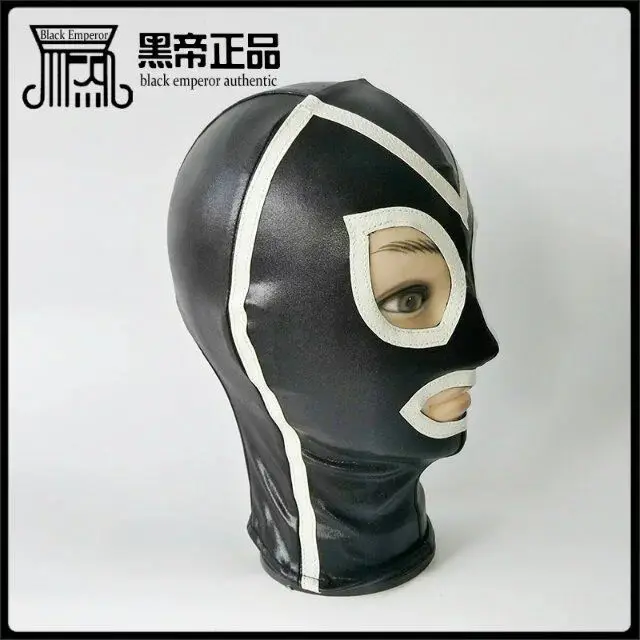 Новинка лакированная кожа БДСМ бондаж ограничения Дырявые глаза рот с молнией