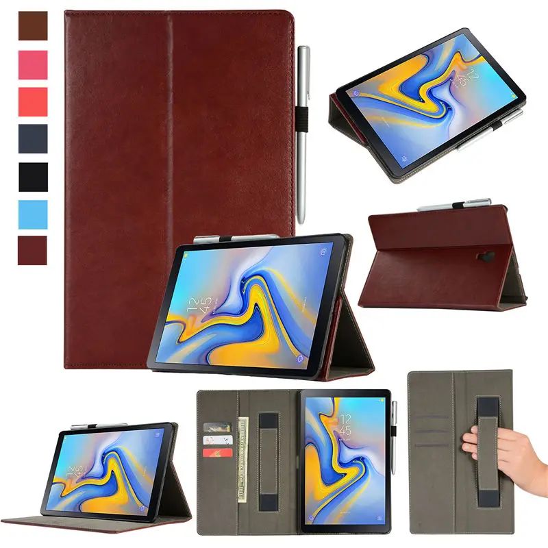Wine red Премиум чехол для samsung Galaxy Tab A A2 10,5 дюймов T590 T595 T597 SM-T595, умный чехол, чехол для планшета, оболочка+ пленка+ стилус - Цвет: Wine red