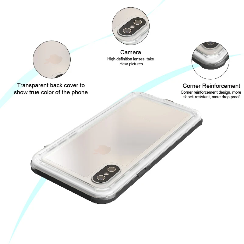 JKING for iphone X Waterproof Case Swimming Diving Surfing Watertight Cover Apple Full Protect Phone Bag Functional Keys |