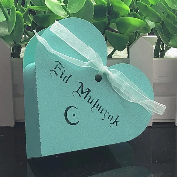 Tiffany Blue 10 шт сердце ИД Мубарак коробка для конфет Подарочная коробка DIY бумажные подарочные коробки счастливые Исламские мусульманские аль-Фитр ИД Рамадан Декор вечерние принадлежности - Цвет: Tiffany Blue