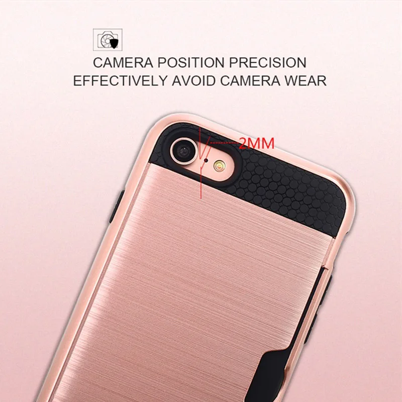 For iphone7/8 Armor Brushed Silicone Rubber Hard Plastic Case PLUS Double Layer PC+TPU with brush holder slot for card |
