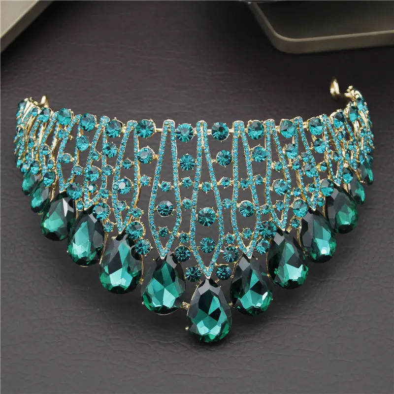 Винтажная Красная Зеленая Хрустальная свадебная тиара в стиле барокко корона