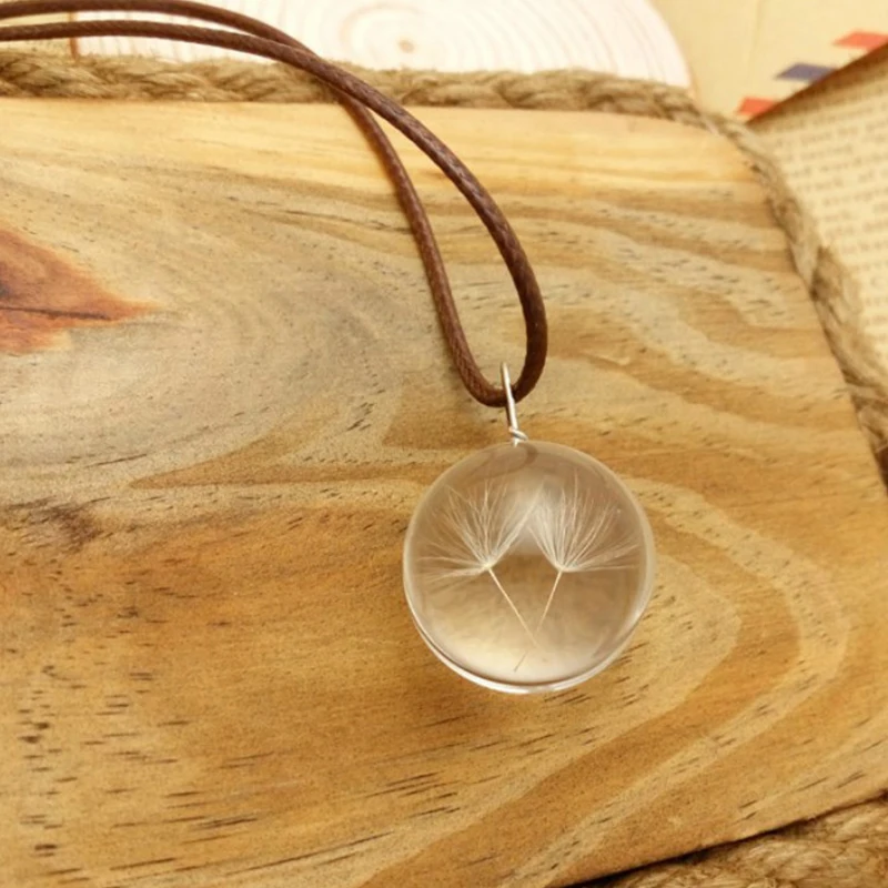 DIY ручной работы ювелирные изделия Одуванчик сушеный цветок ожерелье стеклянный шар кулон ключицы вечный цветок украшения
