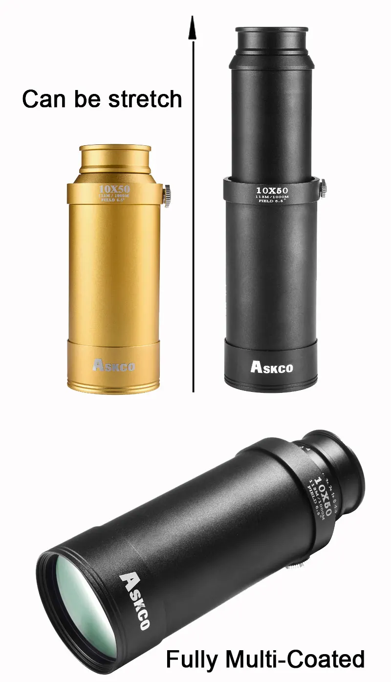 Askco HD 10X50 полный металлический корпус пиратский Монокуляр Телескопический телескоп выдвижной Birdwatch Бинокль Зрительная труба четкое видение