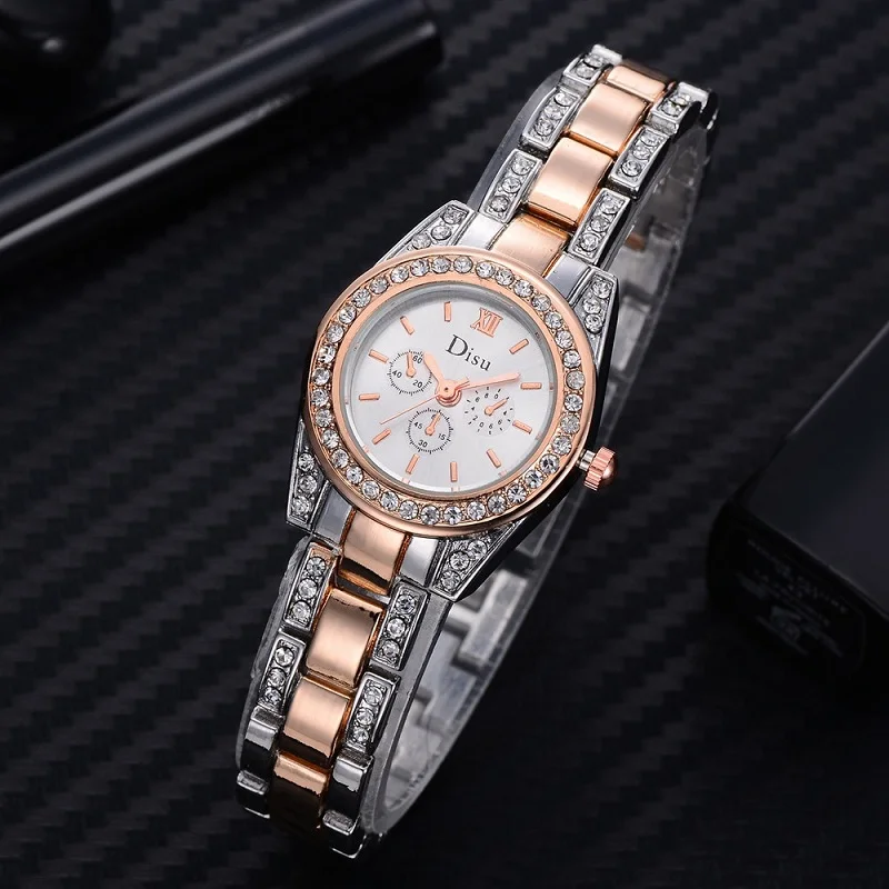 Montre femme Роскошные модные женские элегантные кварцевые часы с покрытием из розового золота, стразы, браслет, ЖЕНСКИЕ НАРЯДНЫЕ часы - Цвет: D