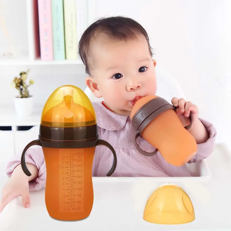 Детская бутылочка для кормления с ручкой детская однотонная чашка дорожная
