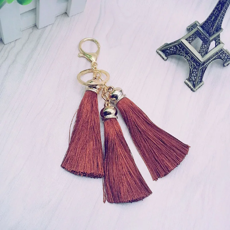 Новинка женский милый брелок для ключей-3 шёлковые кисточки автомобильных ключей