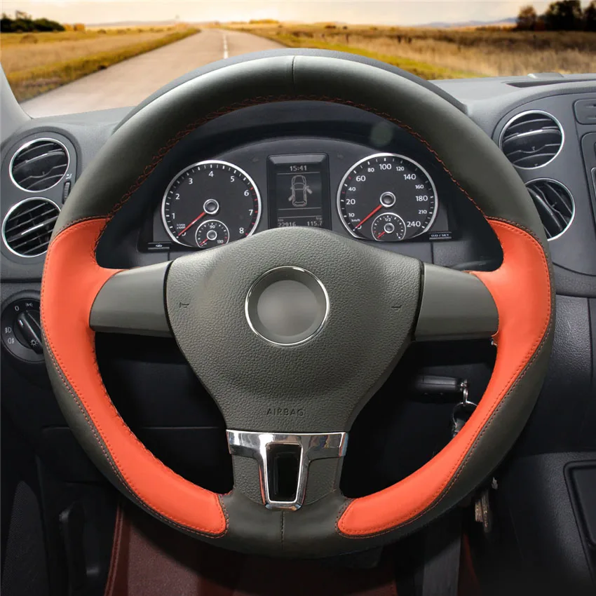 Style-05 MEWANT удобный мягкий черный кожаный чехол рулевого колеса автомобиля для Volkswagen VW Tiguan Lavida Passat B7 Jetta Mk6 - Название цвета: Style-05