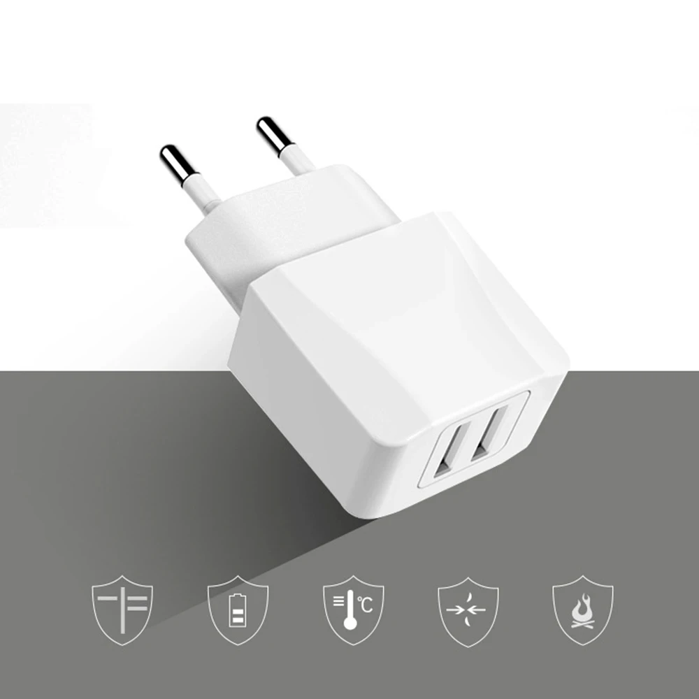 

5V 2.1A Smart Travel Dual USB Charger Adapter Wall Portable EU Plug Mobile Phone Charger for iPhone Samsung Xiaomi Tablet