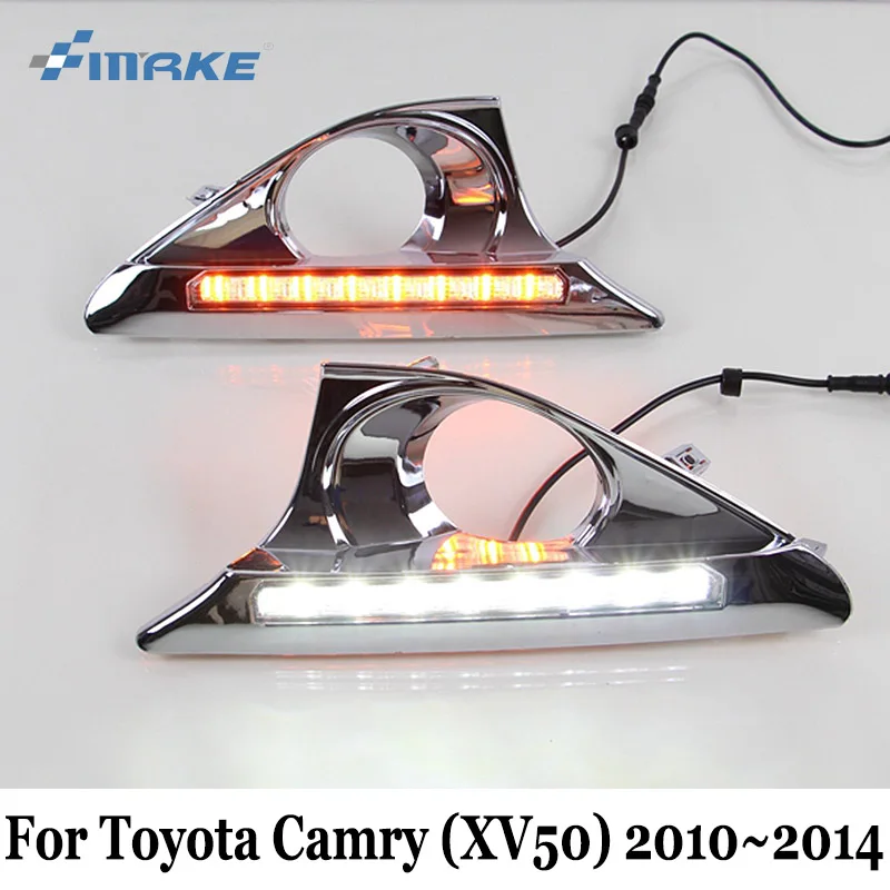 SMRKE DRL для Toyota Camry XV50 2010~ /12 В Автомобильный светодиодный светильник для дневных ходовых огней и поворотов/Автомобильный Стайлинг противотуманных фар