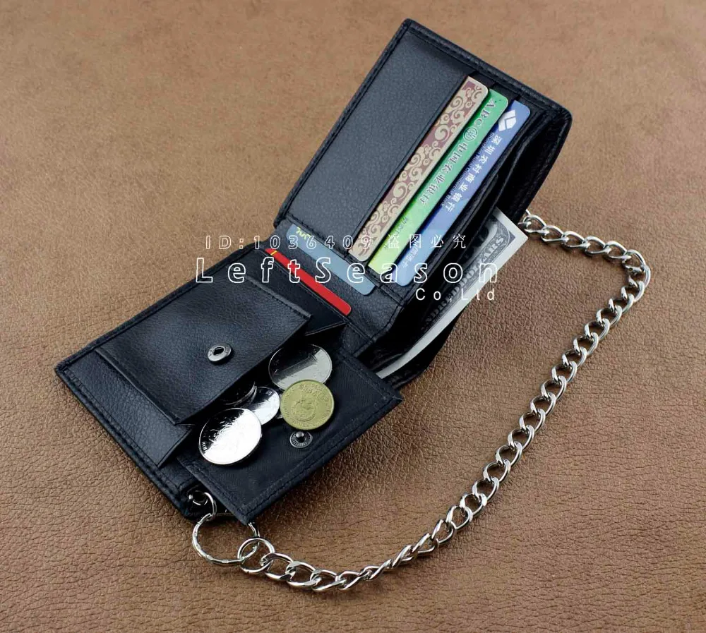 Мужской простой кожаный кошелек с цепочкой для мальчиков Байкерский подарок эмо