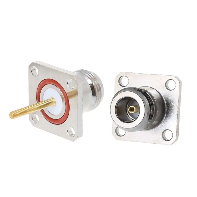 

Brass N Female Jack Connector With 4 Hole Flange Mount Chassis RF Adapter Long Solder Pin Terminal-