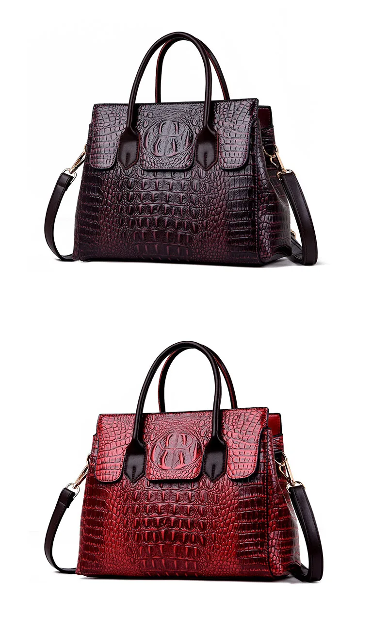 Rodful Аллигатор крокодиловая женская сумка винтажная натуральная кожа ручные сумки для женщин Ретро тоут сумка на плечо Женская коричневая