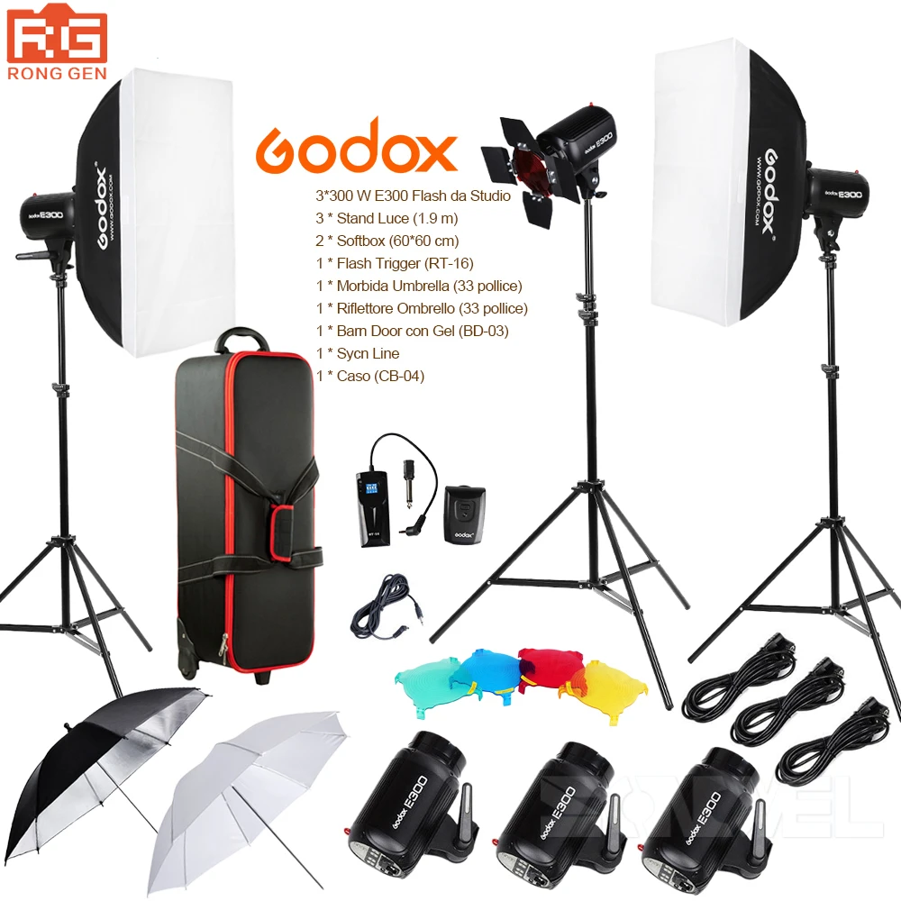 Набор осветительных приборов Godox E300 14 в 1 для профессиональной студийной