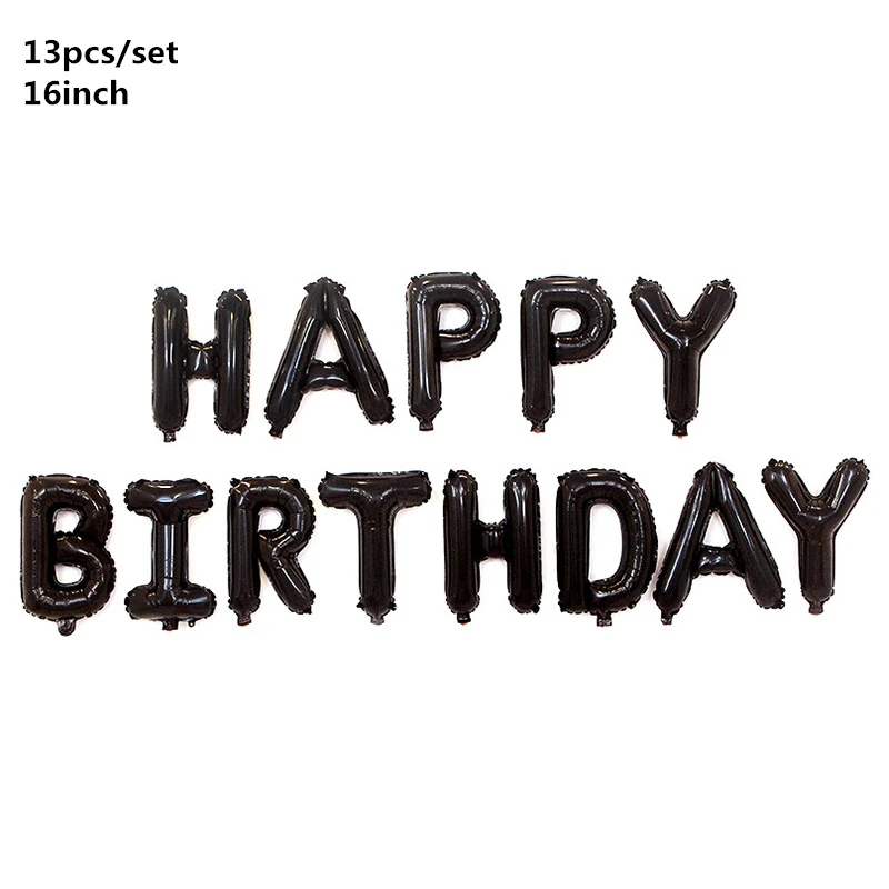 Happy Birthday3 Черное золото с днем рождения баннер шары гелий номер фольги воздушный шар для маленьких мальчиков детей взрослых 18 30 день рождения украшения - Цвет: Happy Birthday3