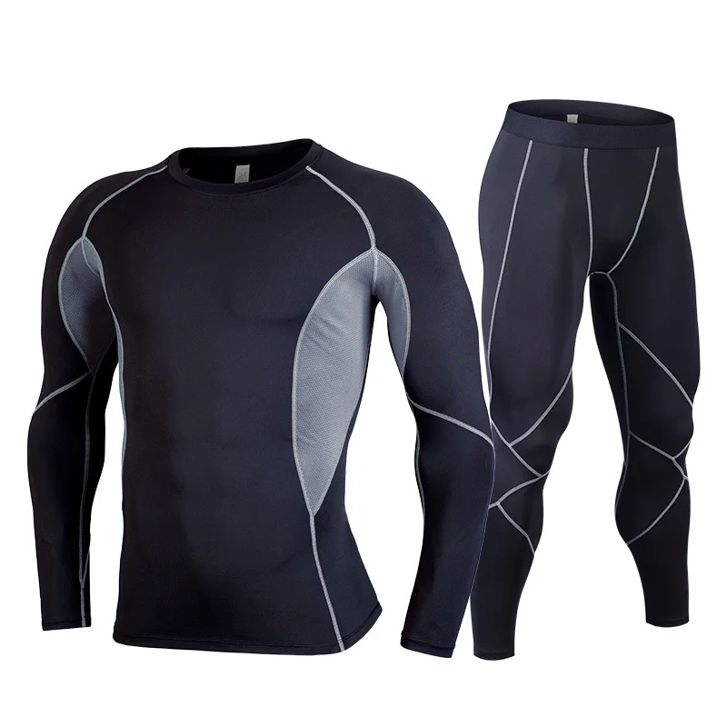 Мужская спортивная одежда Rashguard, Мужская футболка с длинным рукавом для спортзала, костюмы Рашгард mma, рубашка для пробежек перекрестный бодибилдинг, мужские шорты - Цвет: Gray