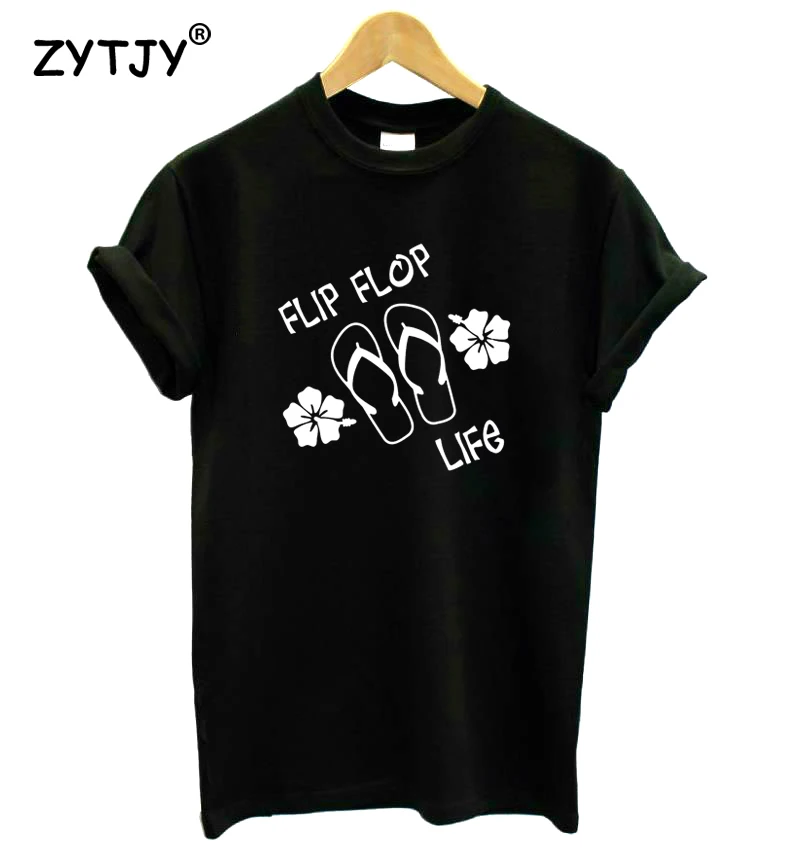 Флип флоп жизни пляжные Гавайи принт Для женщин футболка хлопковая забавная для