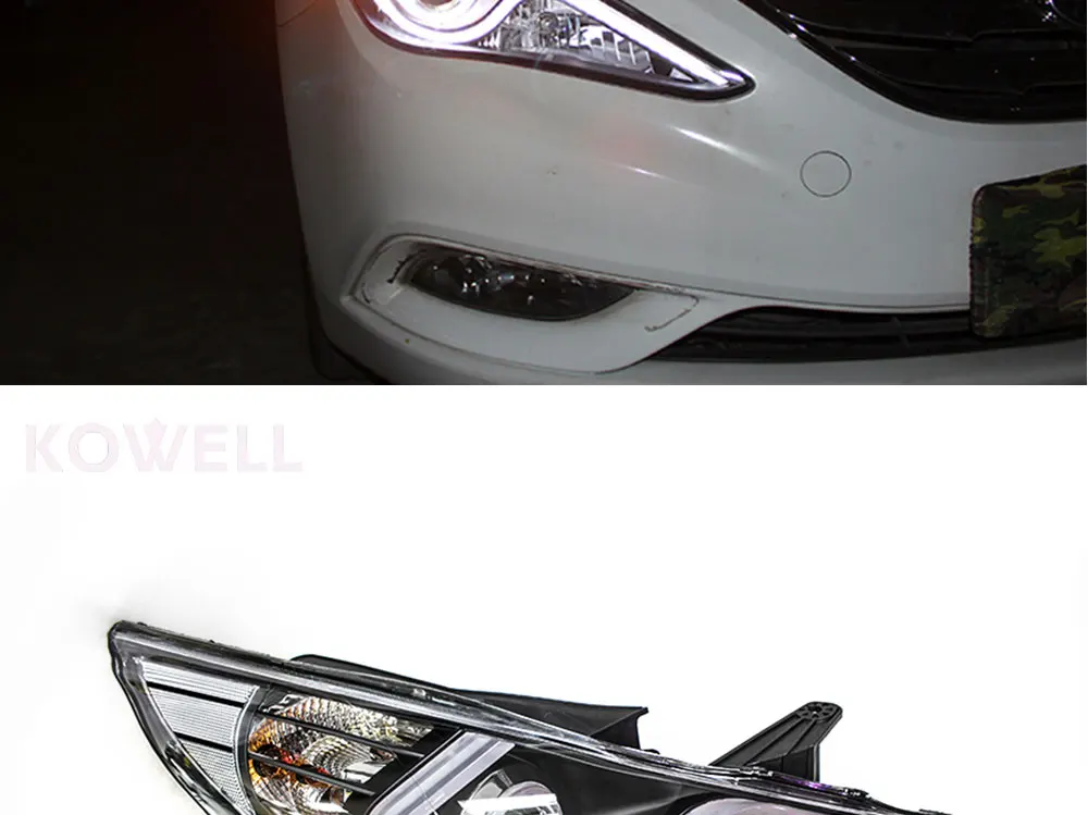KOWELL автомобильный Стайлинг для hyundai Sonata фары 2011- Sonata 8 светодиодный фары DRL Bi Xenon объектив Высокий Низкий луч парковка туман