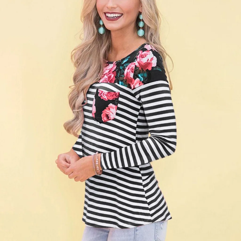 

Fashion Women Maternity Long Sleeve Striped Nursing Tops T-shirt For Breastfeeding(White)