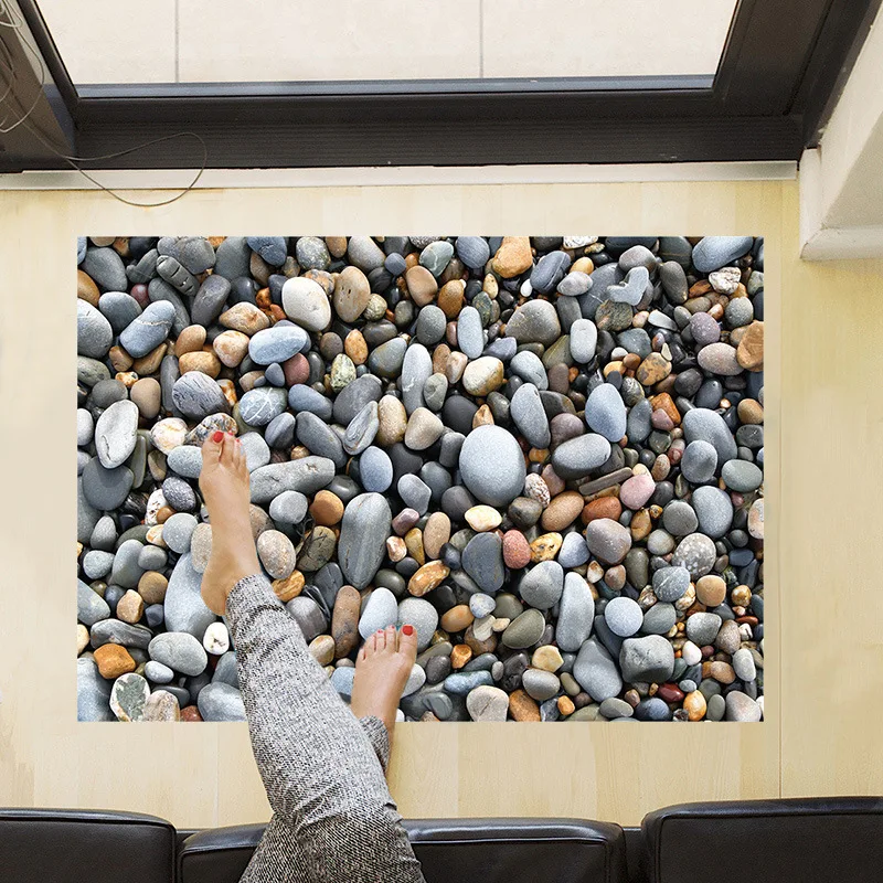 

Cobblestone Floor Stickers PVC Material 3D wall poster for Living room bedroom shower room wall decoration stickers