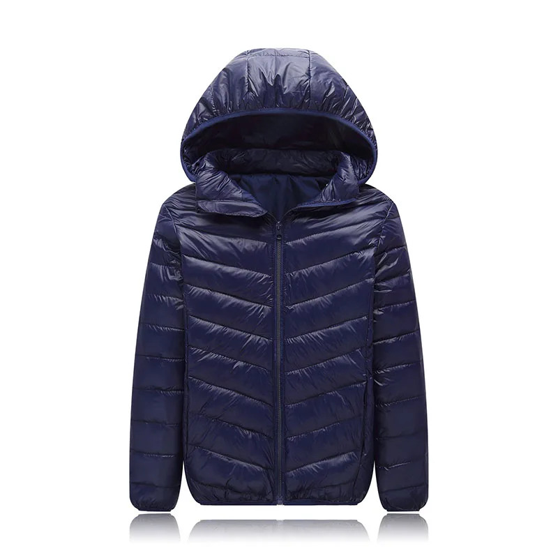 Navy Blue Легкий Детский пуховик, осенне-зимняя теплая верхняя одежда для мальчиков, Детские пуховые пальто для девочек, От 2 до 14 лет - Цвет: Navy Blue