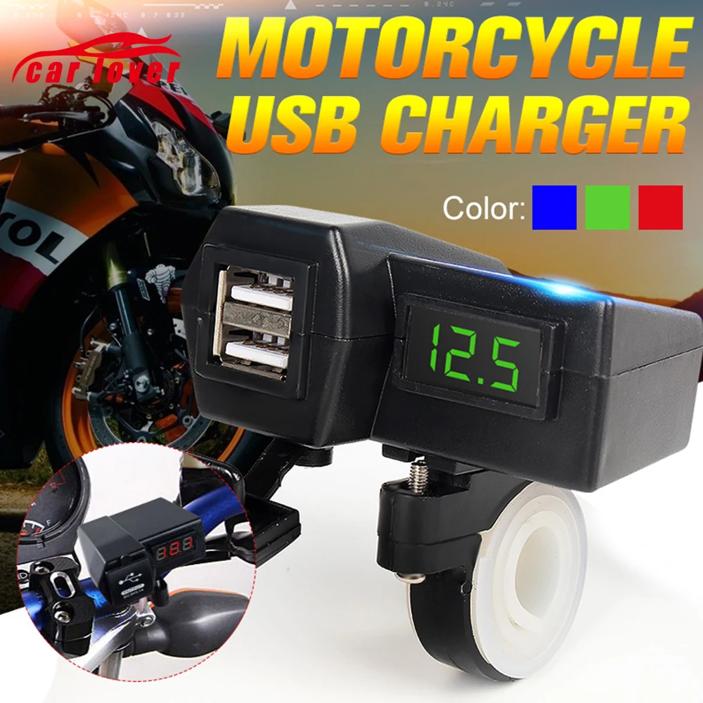 Водонепроницаемый 12V 24V Автомобильный мотоцикл с двумя usb зарядными устройствами