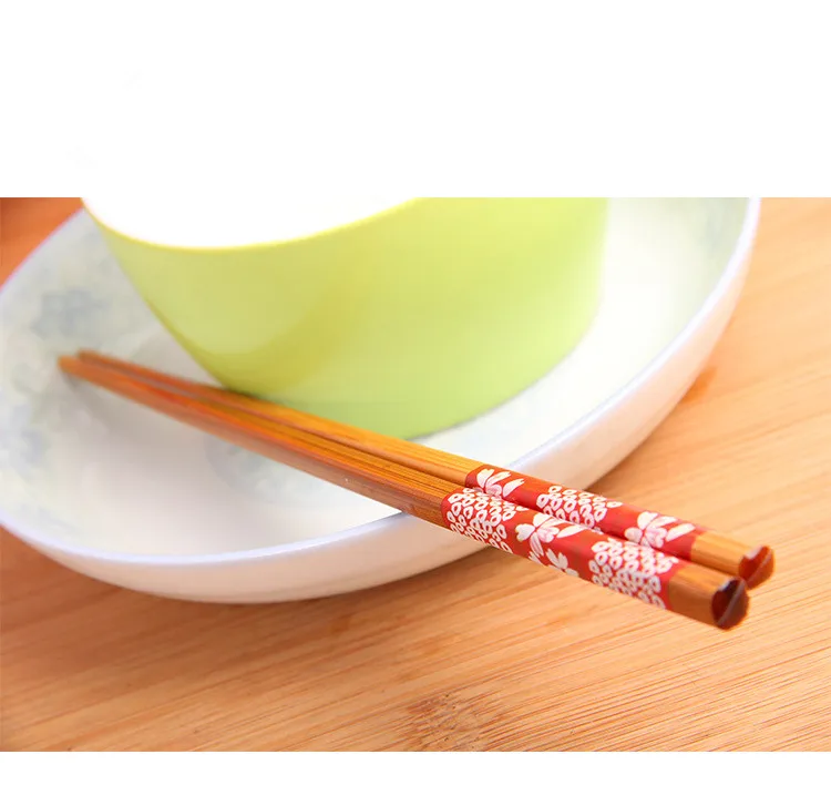 10 пар/лот бамбуковые палочки для еды в японском стиле с цветком вишни дерево