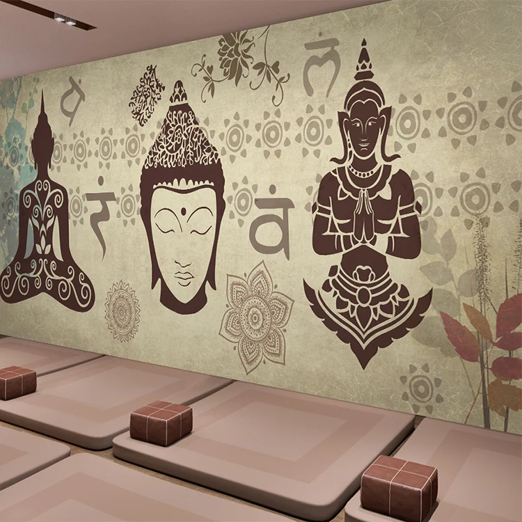 

Bacaz 5D Papel Murals Thailand Yoga 3D Photo Murals Wall paper Southeast Asian 3d wallpaper Murals for Statues Gym Dance