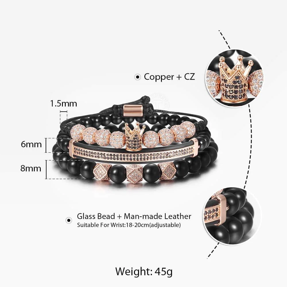 Классический плетеный браслет ручной работы из розового золота 3 шт./компл.