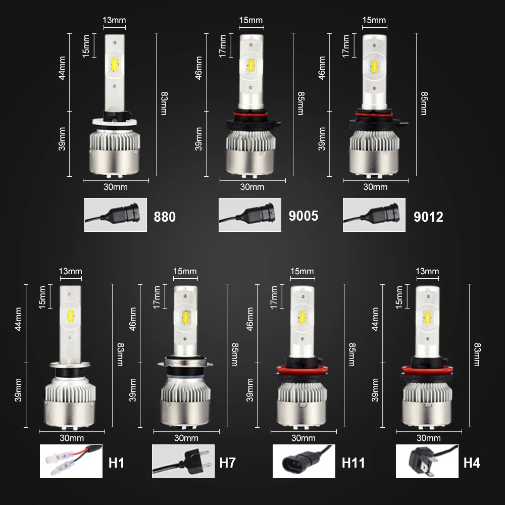 Автомобильные фары s Mini Bulb H1 H3 880 H7 H11 9005 (H10/HB3) 9006 9012 H4 H13 9007 9000Lm 6500K 12V 24V автомобильные