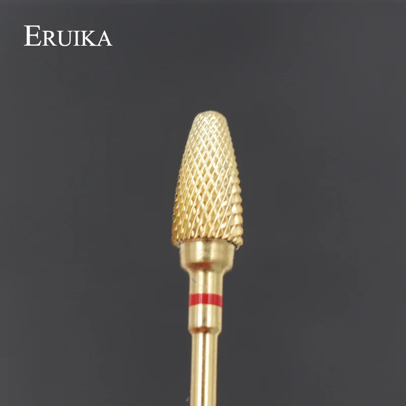 ERUIKA, 1 шт., сверла из карбида золота для маникюра, Электрический Маникюрный станок, фреза, роторный заусенец, принадлежность для чистки ногтей