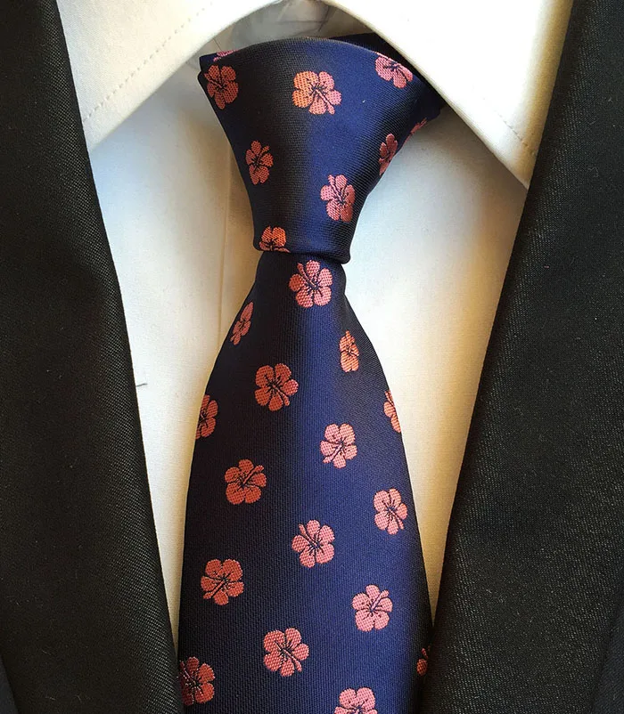 Новинка классические шелковые галстуки 8 см с цветочным принтом темно синие