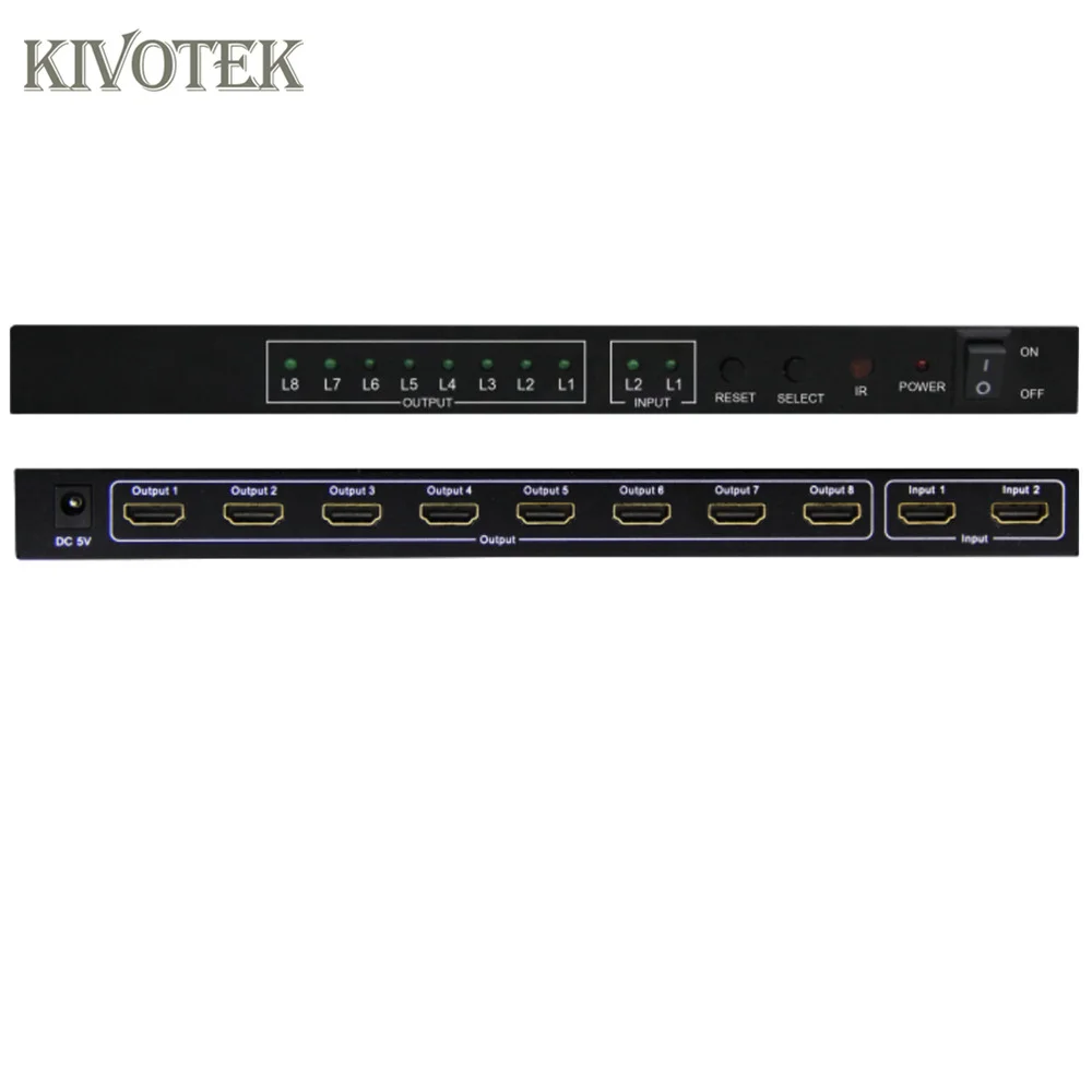 4k * 2 k 3D 2X8 HDMI распределитель поддержка LPCM аудио разъем ИК пульт дистанционного
