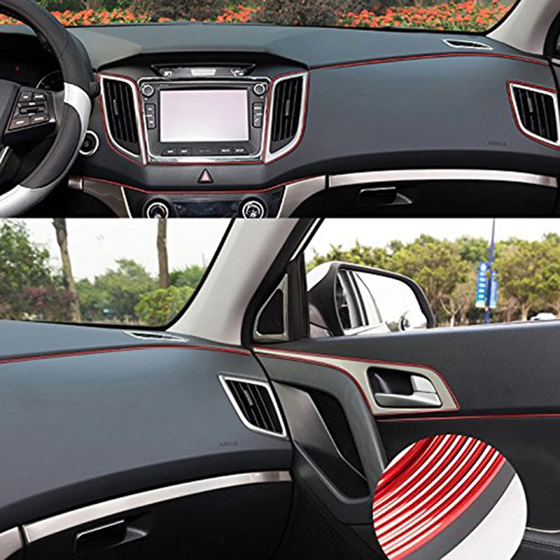 Car Interior Decoration Moulding Trim Strip DIY Exterior Line Sticker Insert Air Outlet Dashboard 3D 5M DB013 | Автомобили и