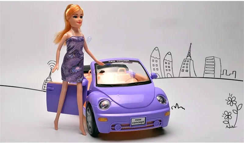 1 шт. Volkswagen Beetle Diecasts& Toy Vehicles светлая звуковая музыкальная модель автомобиля с куклой детские подарки для девочек коллекционные игрушки