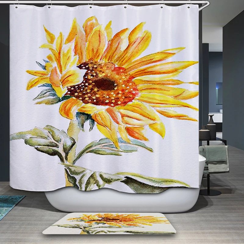 Polyester Fabric Shower Curtain Waterproof Home Bathroom Curtains Flowers orchid purple bath crutain for the bathroom | Дом и сад