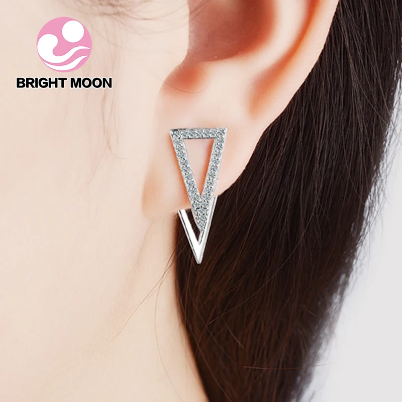 Яркая луна Jewelry Серьги гвоздики реальные 925 пробы серебро ювелирные изделия